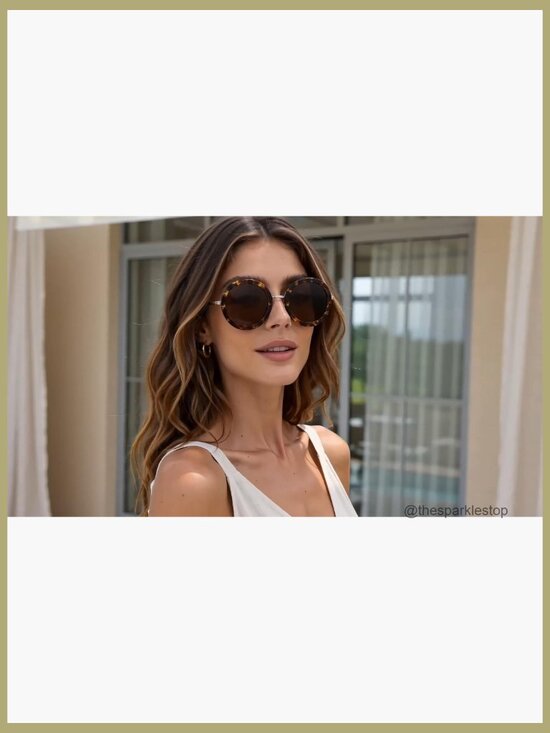 Polarized Retro Round Sunglasses, Oversized Vintage Metal Frame